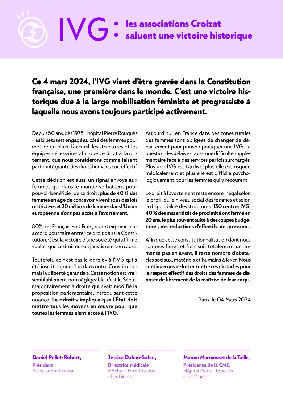 IVG : les associations Croizat saluent une victoire historique