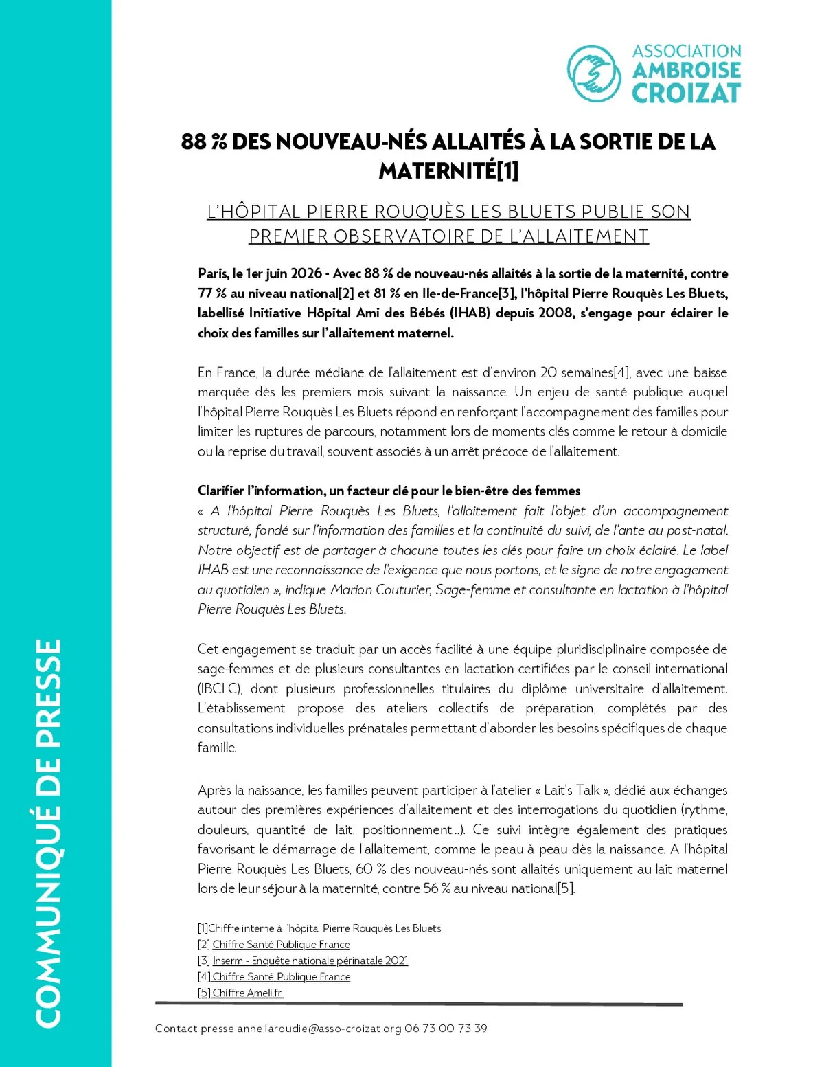 Les Bluets publient leur premier Observatoire de l’allaitement
